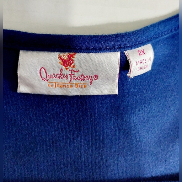 Blue Quaker Factory women's Top with white Eyelets 2X - Picture 3 of 7